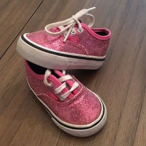 Pink glitter vans sneakers